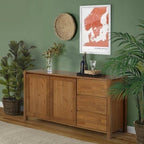 Conjunto Buffet e Cristaleira Madeira Maciça Primavera CabeCasa MadeiraOriginals Marrom