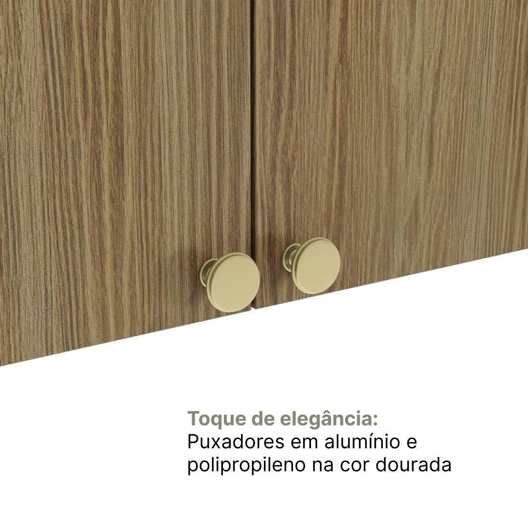 Cozinha Completa Botanic Kappesberg 7 Peças Torre Quente Paneleiro Balcão Nogueira/Verde Oliva 410x222x52cm