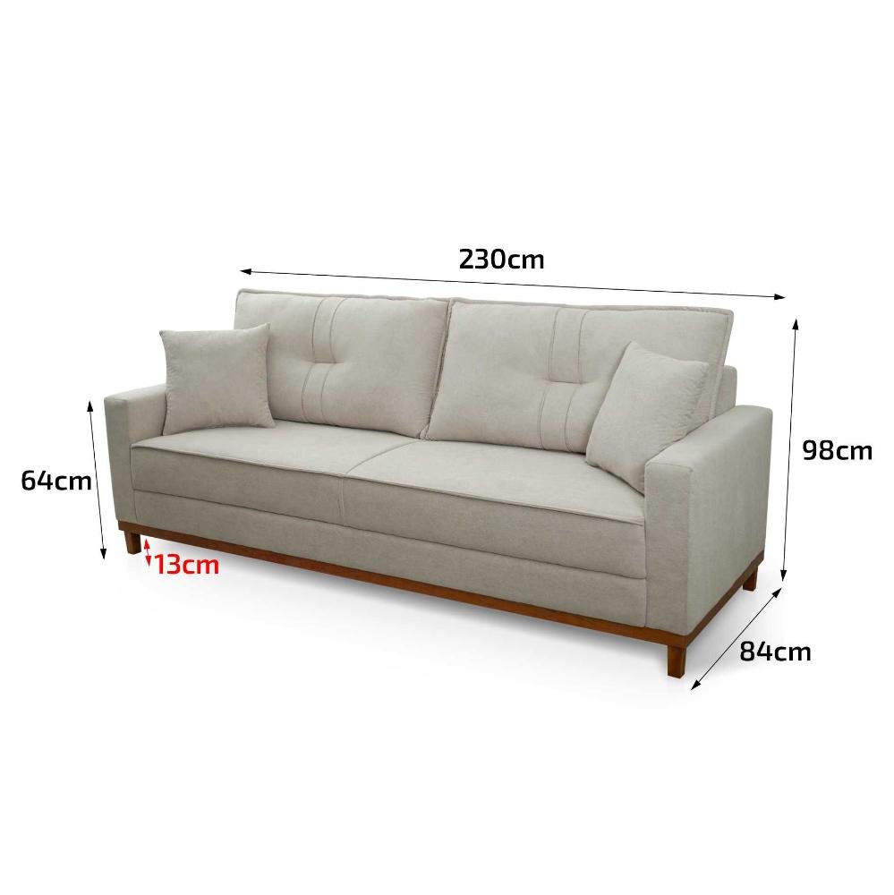 Sofá Living Malibu 2,30m Bege Bouclê King House