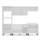Cozinha Completa Modulada Pérola Yescasa 5 Peças Torre Quente Aéreo 3 Portas Balcão 120 Balcão 80 Basculante Branco
