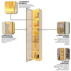 Cristaleira 1 Porta Reflecta com Fita LED e Espelho 100% MDF Luminare Gelius Móveis Bege/Off White