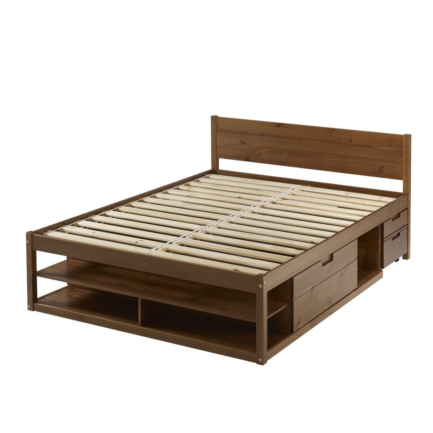 Cama Casal Multifuncional Madeira Maciça Irara CabeCasa MadeiraOriginals Marrom/Caramelo