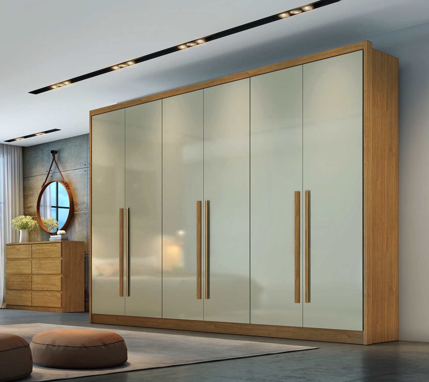 Guarda-Roupa Casal 6 Portas 6 Gavetas Reno Novo Horizonte 100% MDF Marrom/Cumaru/Fendi