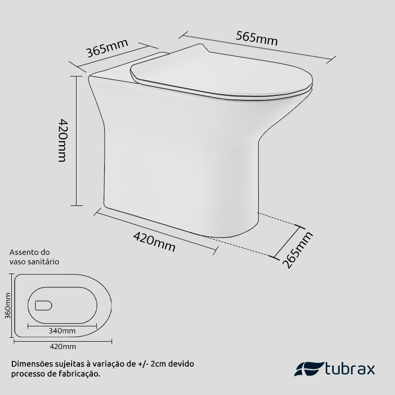Vaso Sanitário Convencional Vitalis Cerâmica Tubrax Branco VAB0028