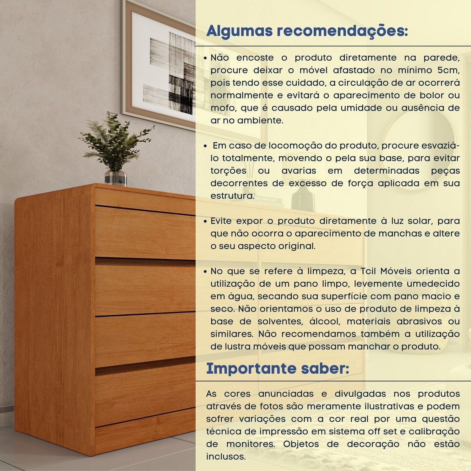 Cômoda 8 Gavetas Orgânica Luna 100% MDF 158cm Yescasa Marrom/Cinamomo