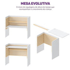 Conjunto Infantil Mesa e Cadeira Evolutiva, Prateleira e Guarda-Roupa Modulado Wave Casatema MadeiraOriginals Branco/Marrom