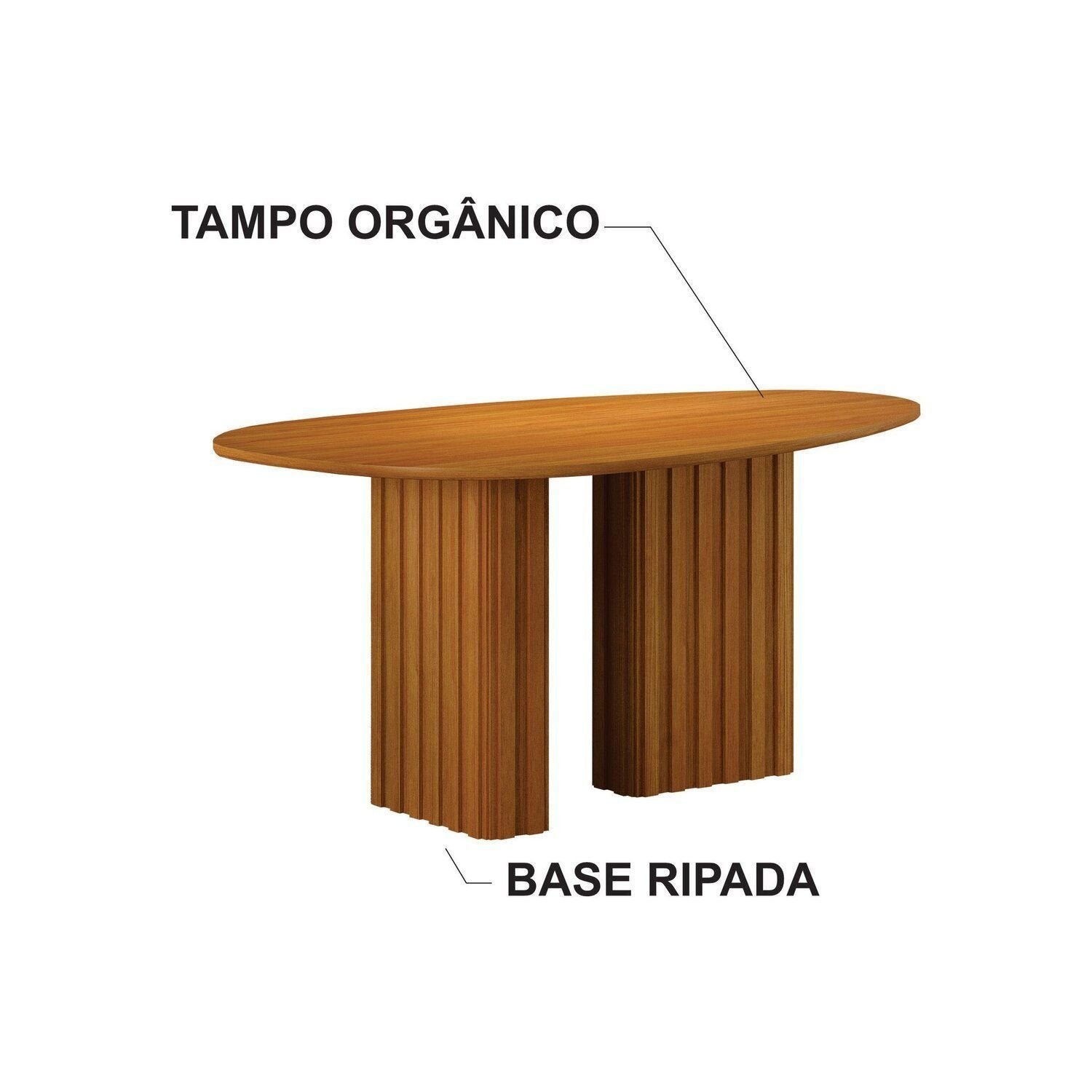 Mesa de Jantar com Tampo Orgânico MDF Isis Marrom/Freijó Leifer
