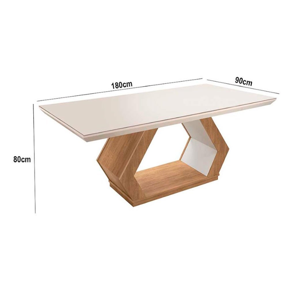 Conjunto Mesa de Jantar Alvorada 180 cm com 6 Cadeiras Melissa MDF Vidro Rufato