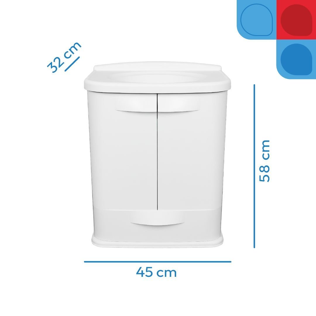 Gabinete para Banheiro em Plástico Astra Fit 45cm com Lavatório Branco