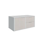 Conjunto para Banheiro Bancada em Porcelanato com Cuba Esculpida, Armário e Espelheira Ripy Bumi 80cm Branco
