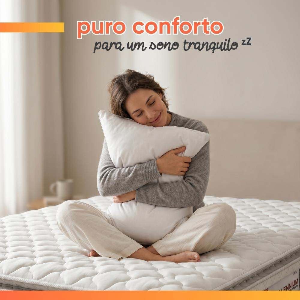 Colchão Casal Espuma D33 Pillow Top New Millenium Hellen 138x188x19cm Branco