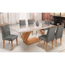 Conjunto Mesa de Jantar Alvorada 180 cm com 6 Cadeiras Melissa MDF Vidro Rufato