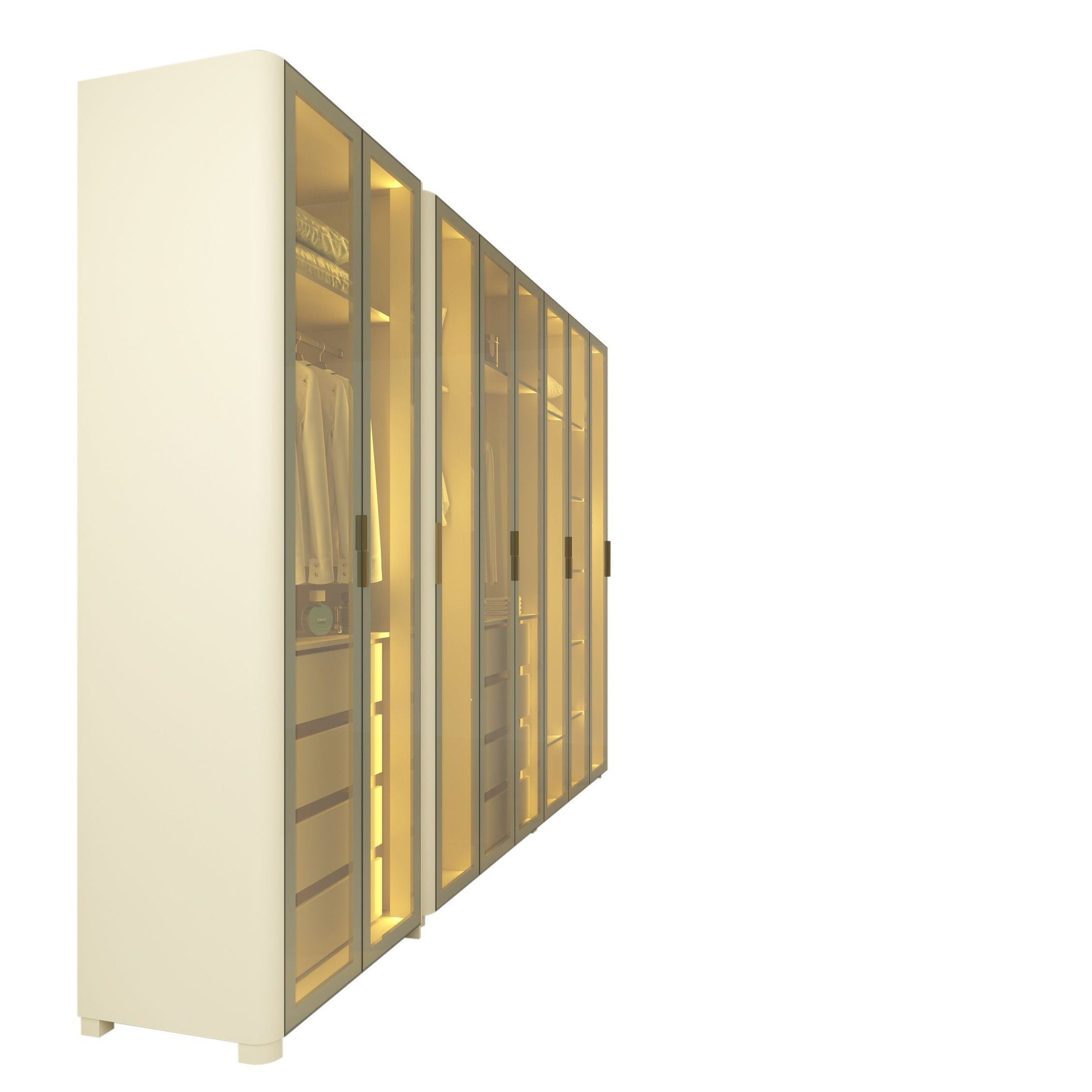 Guarda-Roupa Modulado Reflecta Innova 8 Portas 341,4cm x 240cm Mod 012 100% MDF Bege/Off White