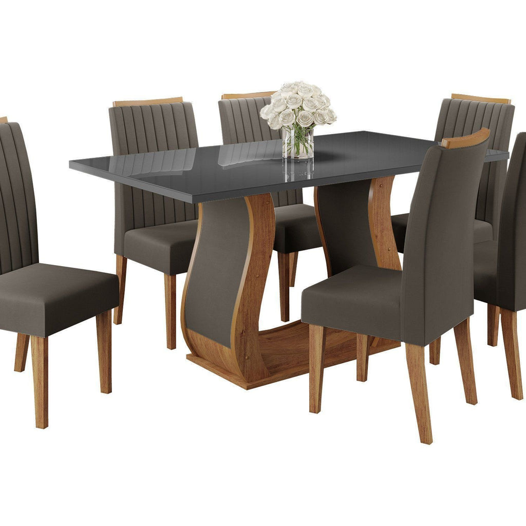 Conjunto Sala de Jantar Mesa Retangular Manuela 160x80 com 6 Cadeiras Yescasa