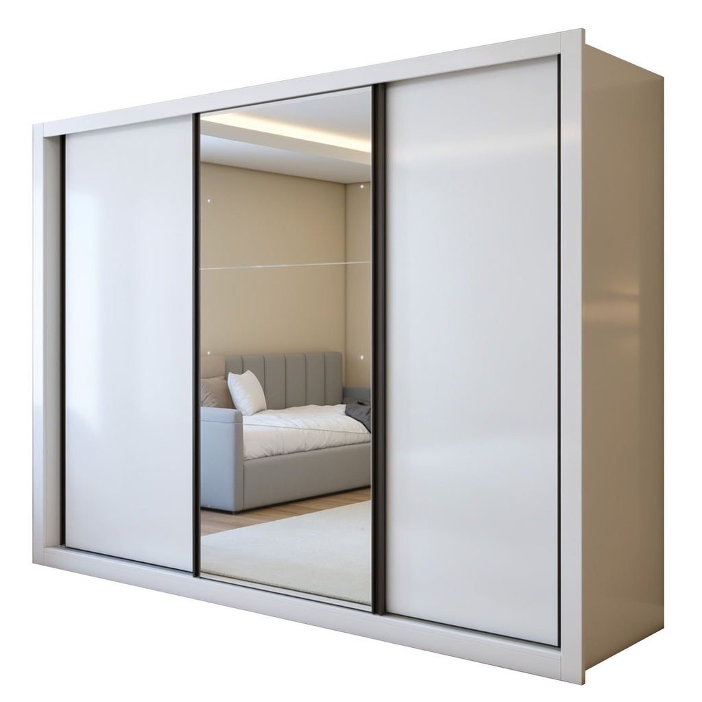 Guarda-Roupa Casal 3 Portas de Correr 6 Gavetas Liv Yescasa 100% MDP Branco