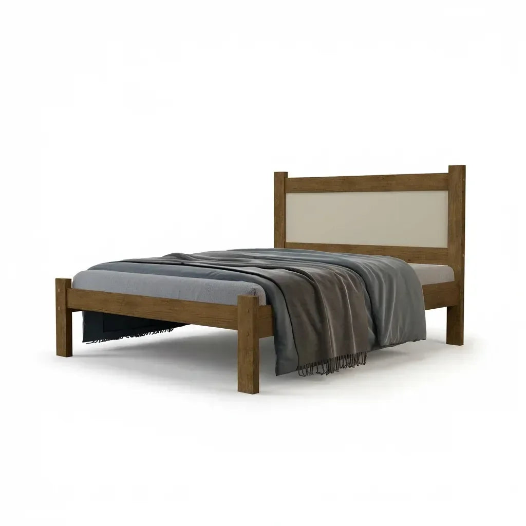 Cama Casal Prisma MDF Jequitibá/Off White J&A Móveis