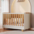 Berço Minicama 4 em 1 Americano 100% MDF Levy Espresso Móveis Bege/Off-White/Amêndoa