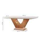 Conjunto Sala de Jantar Mesa Safira Tampo Vidro e MDF com 6 Cadeiras Atena LJ Móveis