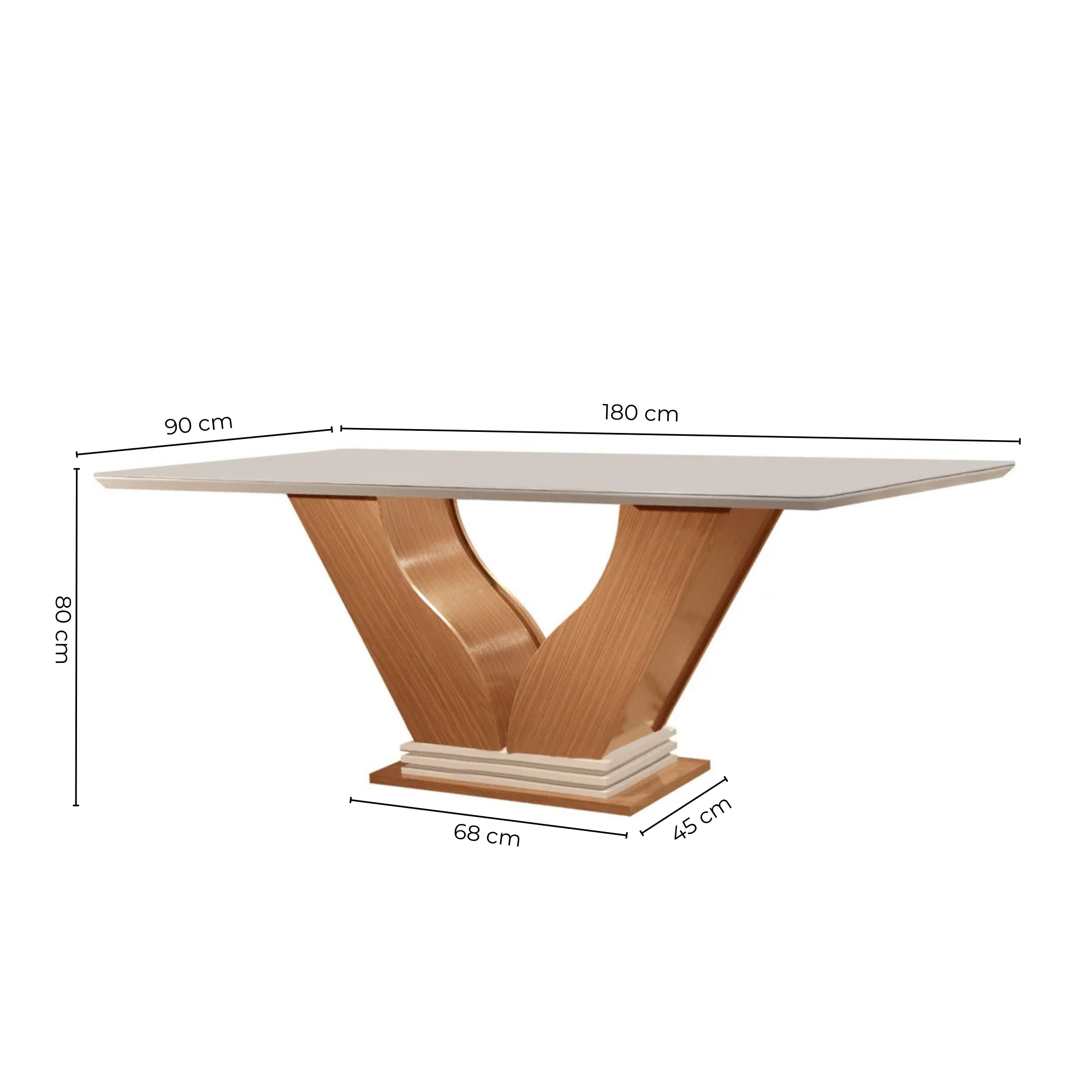 Conjunto Sala de Jantar Mesa Safira Tampo Vidro e MDF com 6 Cadeiras Atena LJ Móveis