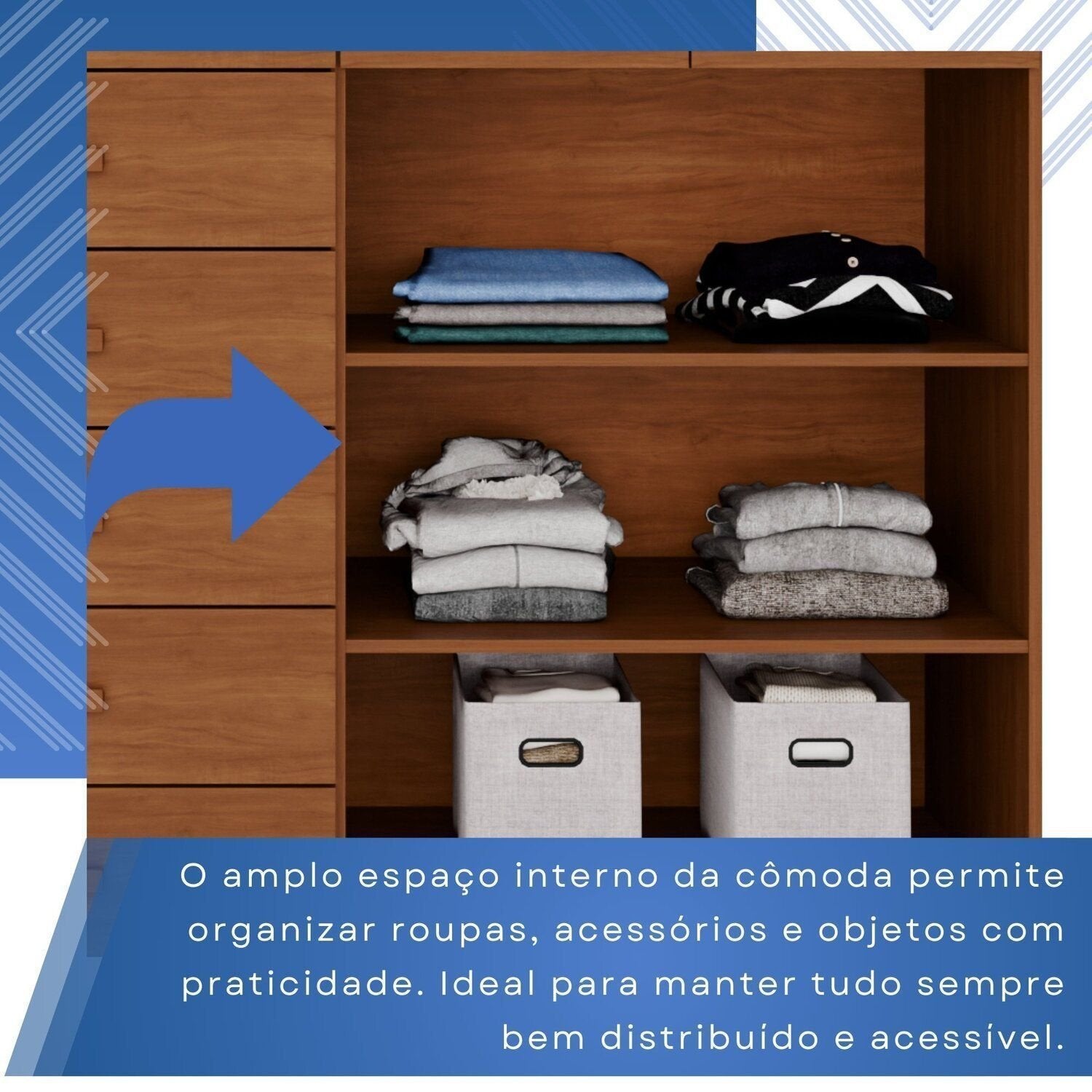 Cômoda para Quarto 2 Portas 8 Gavetas Esmeralda Espresso Móveis Marrom/Cinamomo