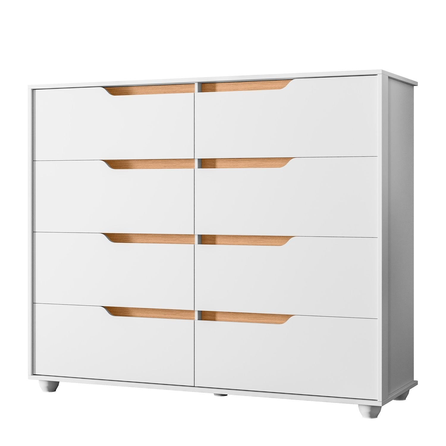 Cômoda 8 Gavetas Doble Albatroz Móveis Branco/Freijó
