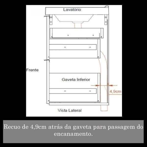 Conjunto para Banheiro Gabinete com Cuba e Espelheira Pietra Móveis Bosi 80cm Branco/Brilho