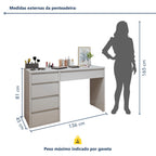 Penteadeira 5 Gavetas 100% MDF sem Espelho Giulia Yescasa Off White