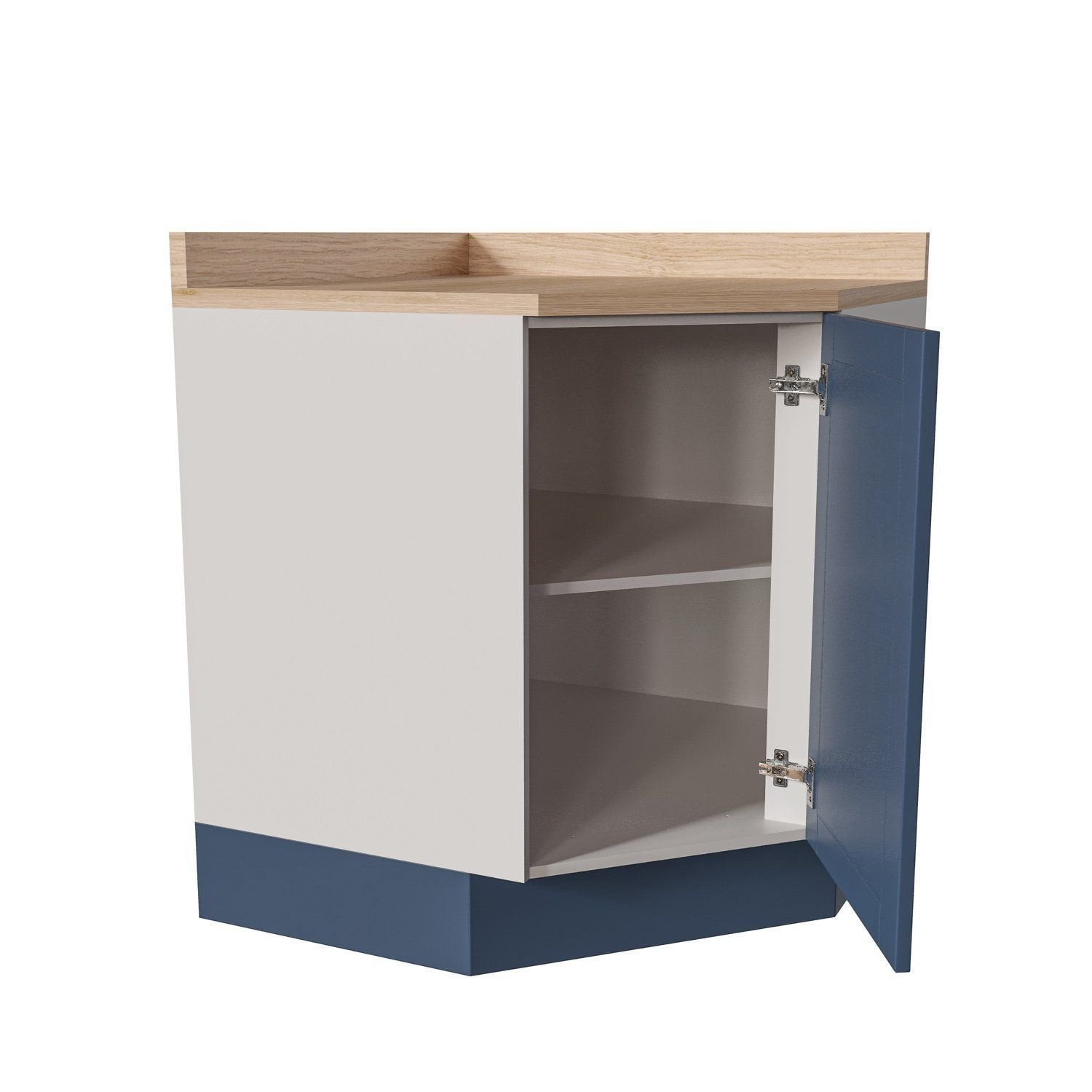 Balcão de Canto Oblíquo 2 Portas 80cm Arizona CabeCasa MadeiraOriginals Azul/Branco
