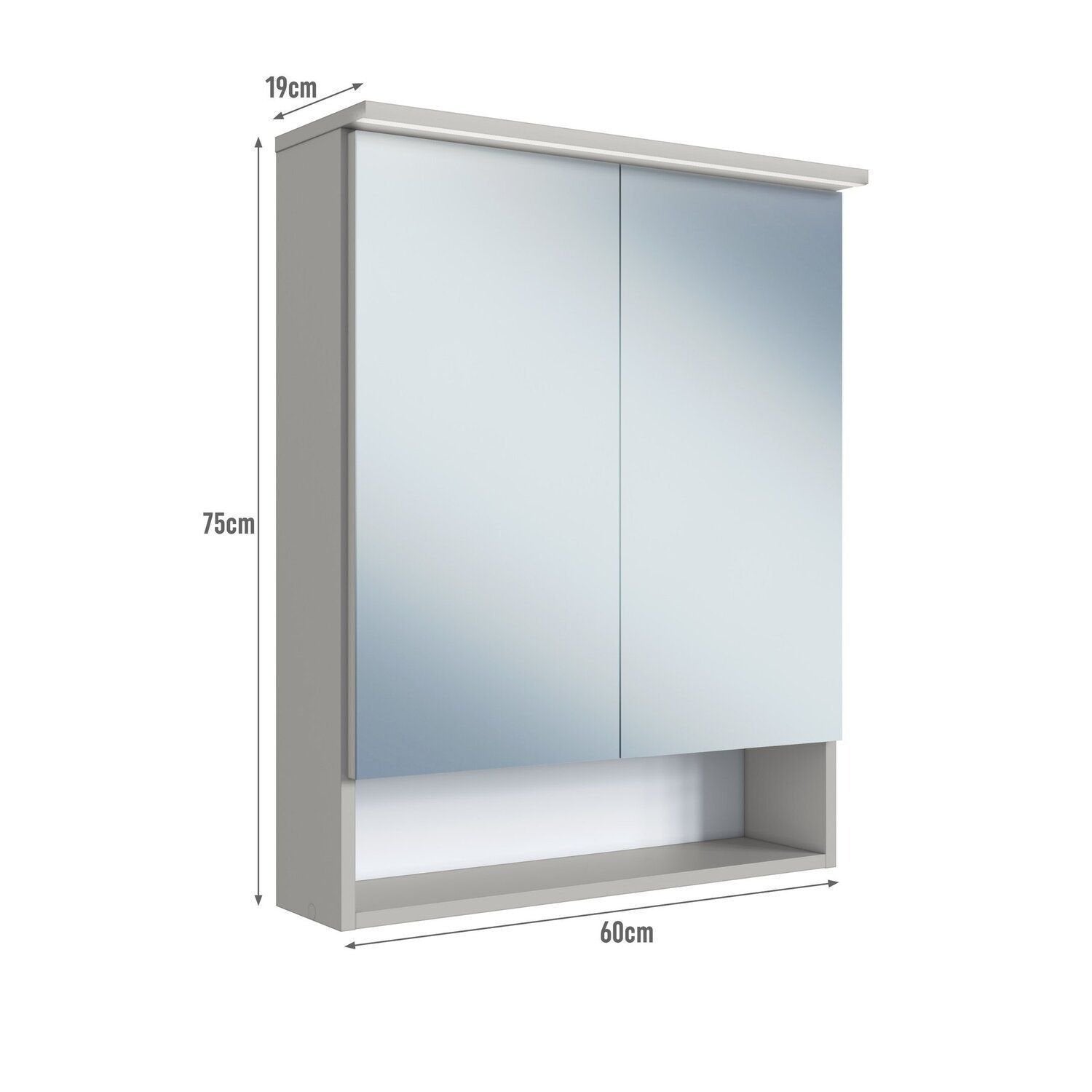 Armário Espelheira para Banheiro Prodecor 2 Portas com LED 60cm Bege/Arenas