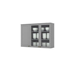 Armário Aéreo 3 Portas 120cm Emily Espresso Móveis Branco HP