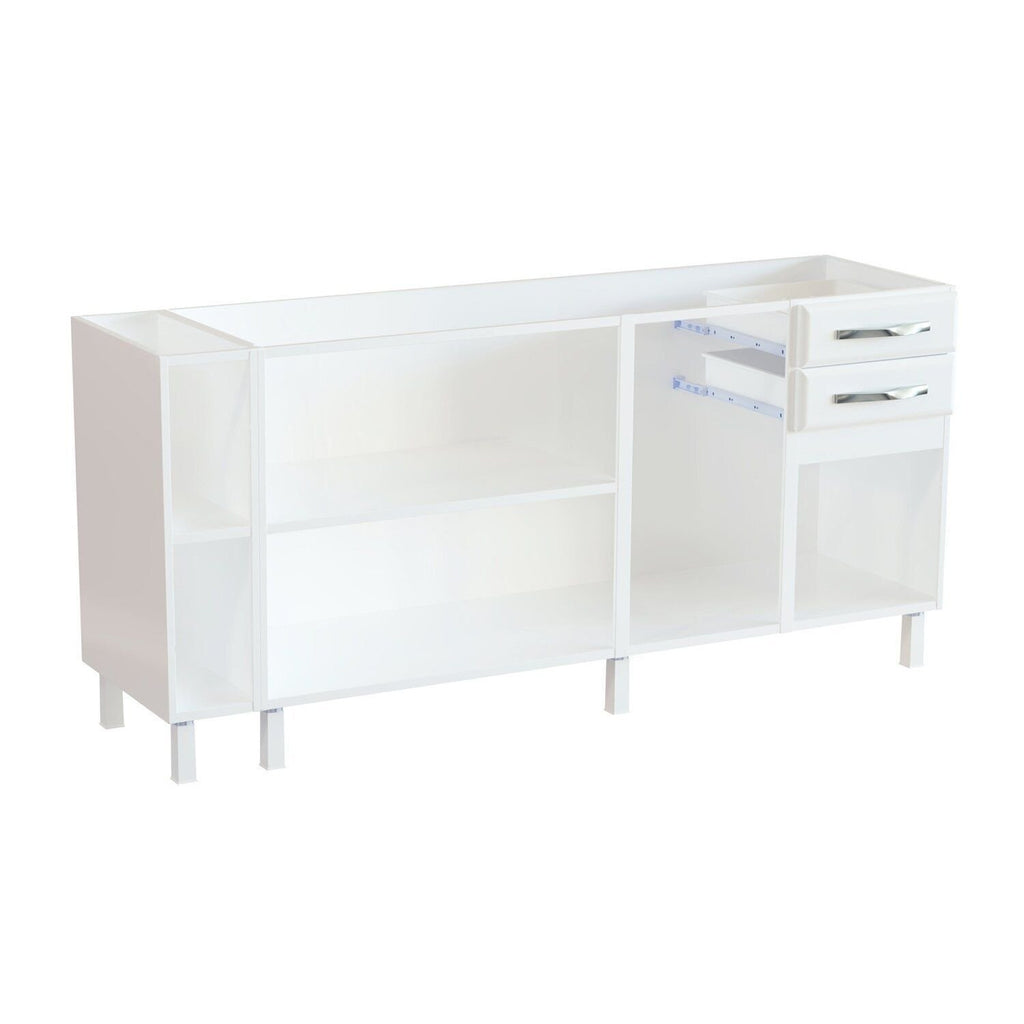 Balcão de Cozinha para Pia em Aço 4 Portas 2 Gavetas com Nichos 180cm Star New Telasul Branco