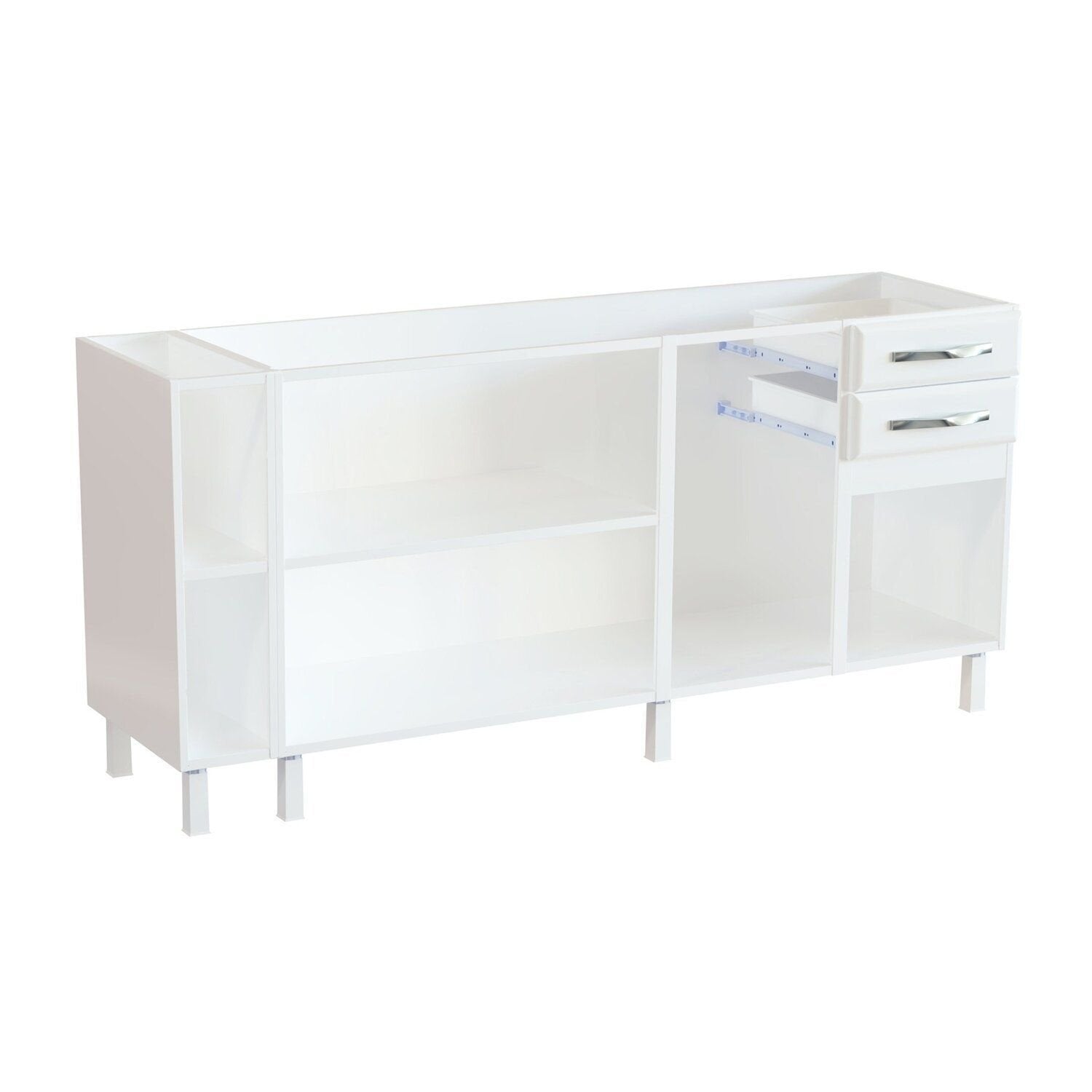 Balcão de Cozinha para Pia em Aço 4 Portas 2 Gavetas com Nichos 180cm Star New Telasul Branco