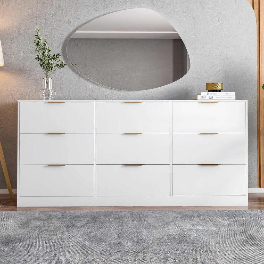 Cômoda para Quarto 9 Gavetas 200x90cm Sun Yescasa Branco
