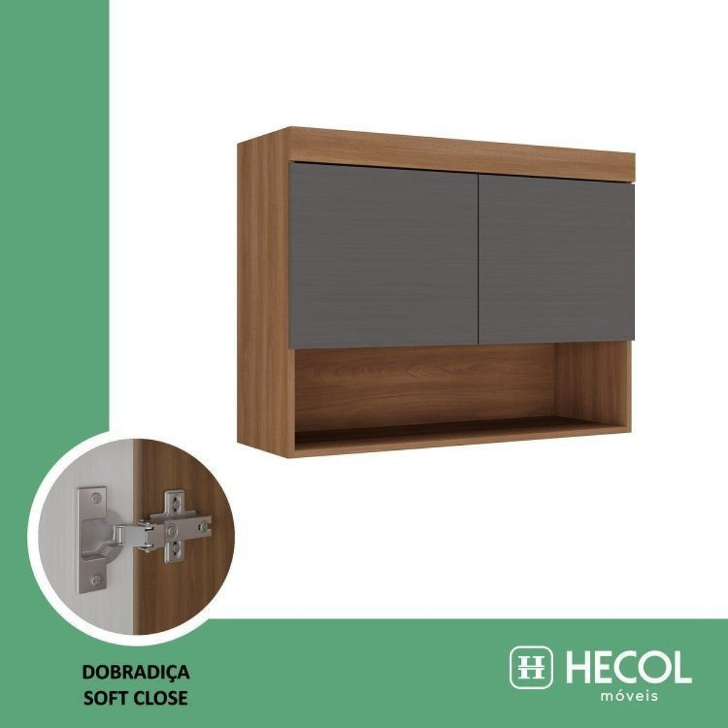 Conjunto Modulado de Quarto Infantil 4 Peças Ella Yescasa MDP Nogal e Grafite