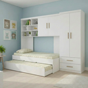 Quarto Completo Solteiro Juvenil 4 Peças com Guarda-Roupa e Bicama Modulado Chiara Phoenix Baby