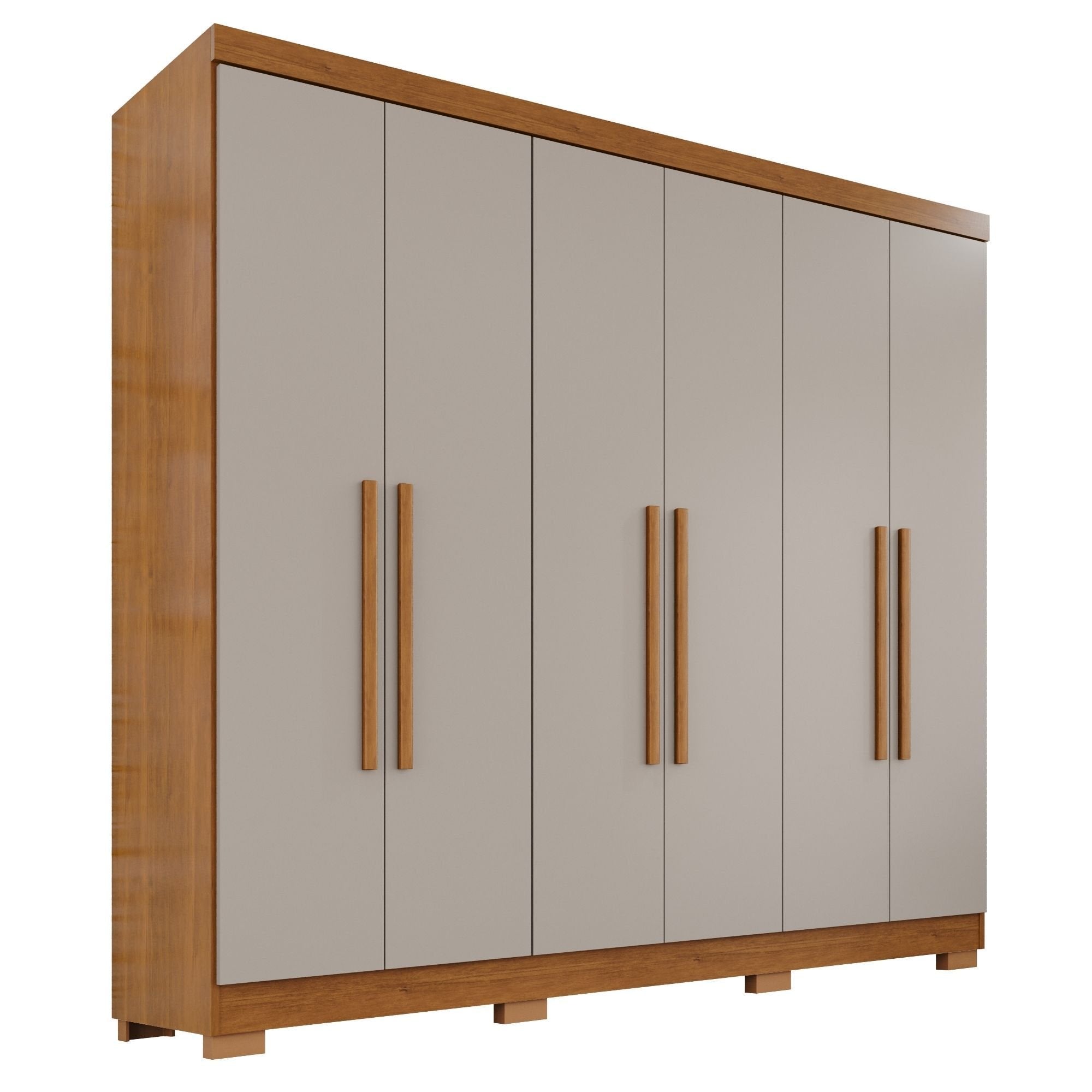Guarda-Roupa Casal 6 Portas 2 Gavetas França Espresso Móveis MDP Off White/Cinamomo
