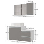 Kit Gabinete para Banheiro Completo Móveis Joia Cross 80cm Cuba Espelheira Branco