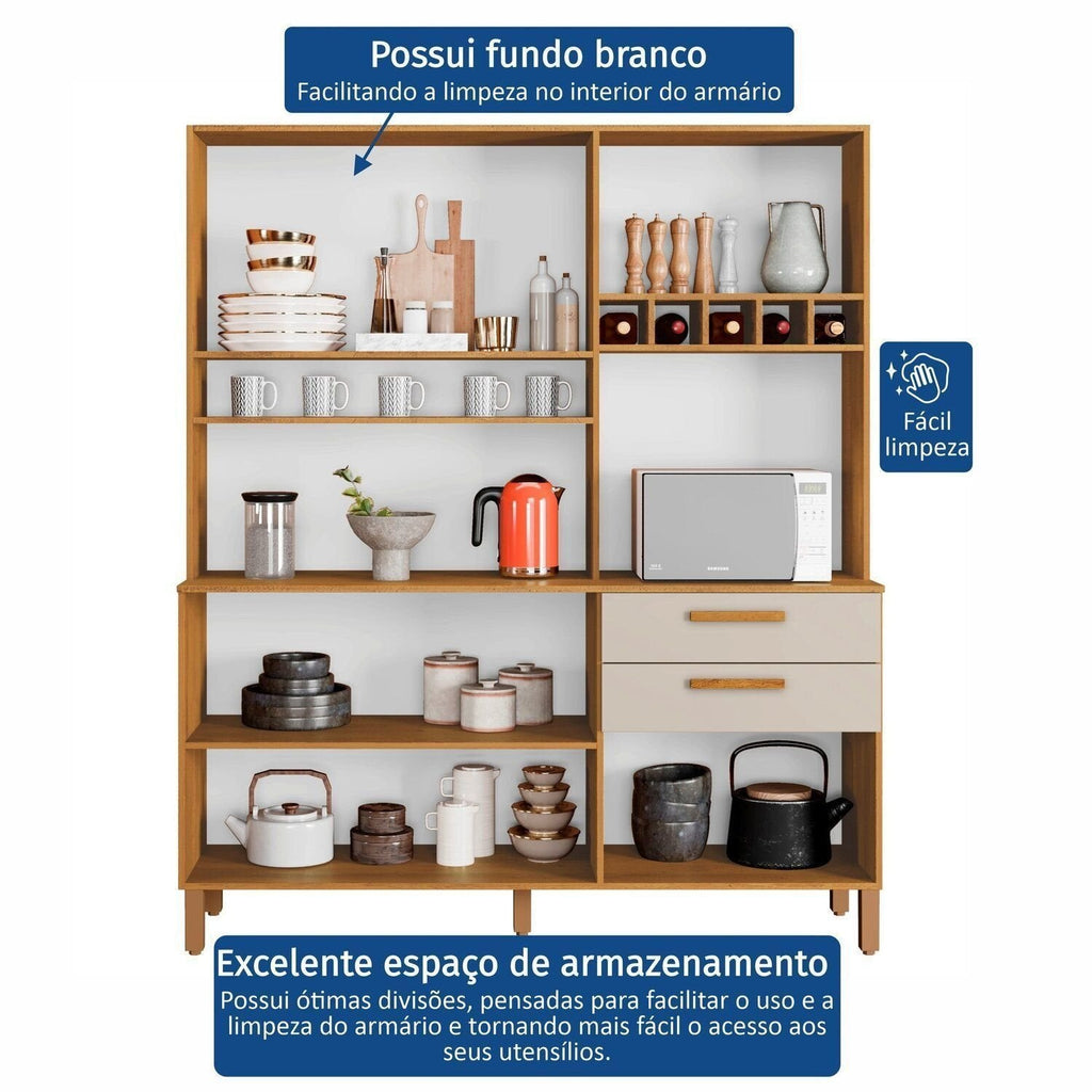 Armário de Cozinha Athenas 6 Portas 2 Gavetas 100% MDF Yescasa