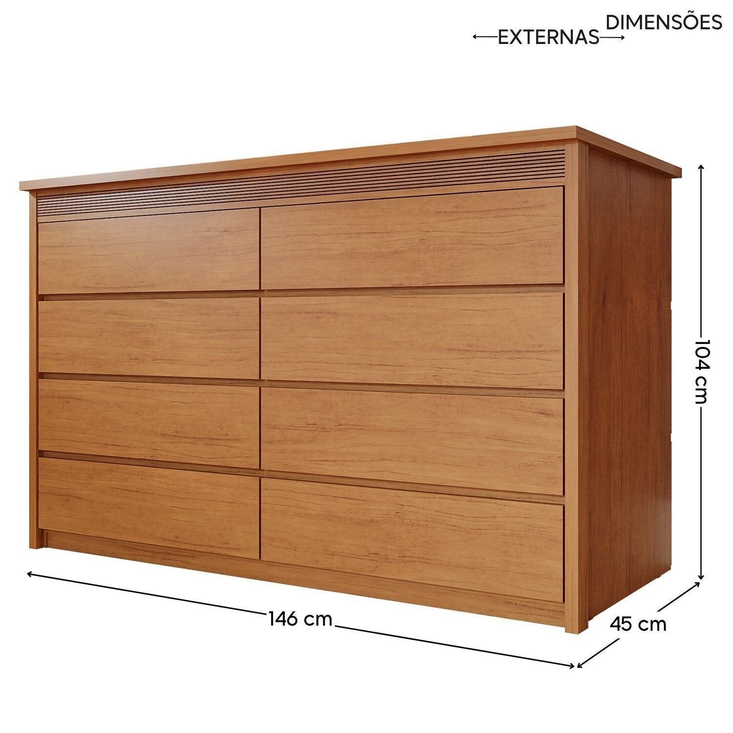 Cômoda 8 Gavetas 100% MDF Pacioli Móveis Bettio Marrom/Rubi