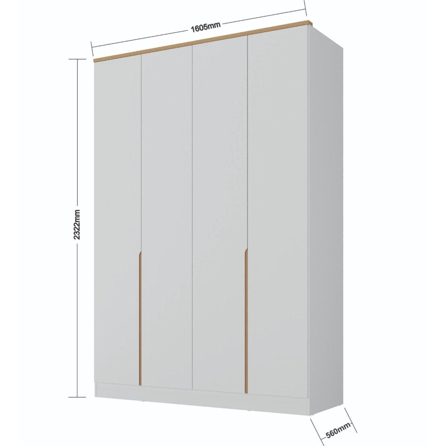 Guarda-Roupa Infantil 4 Portas 2 Gavetas Sky Yescasa 100% MDF Branco/Olmo Italiano
