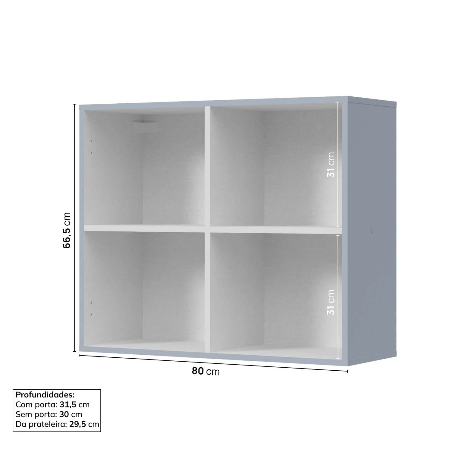 Armário Aéreo 2 Portas 80cm Marselha CabeCasa MadeiraOriginals Azul/Sereno