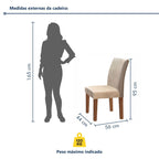 Conjunto Sala de Jantar Mesa Retangular Tampo Vidro/MDF com 6 Cadeiras Espanha Yescasa