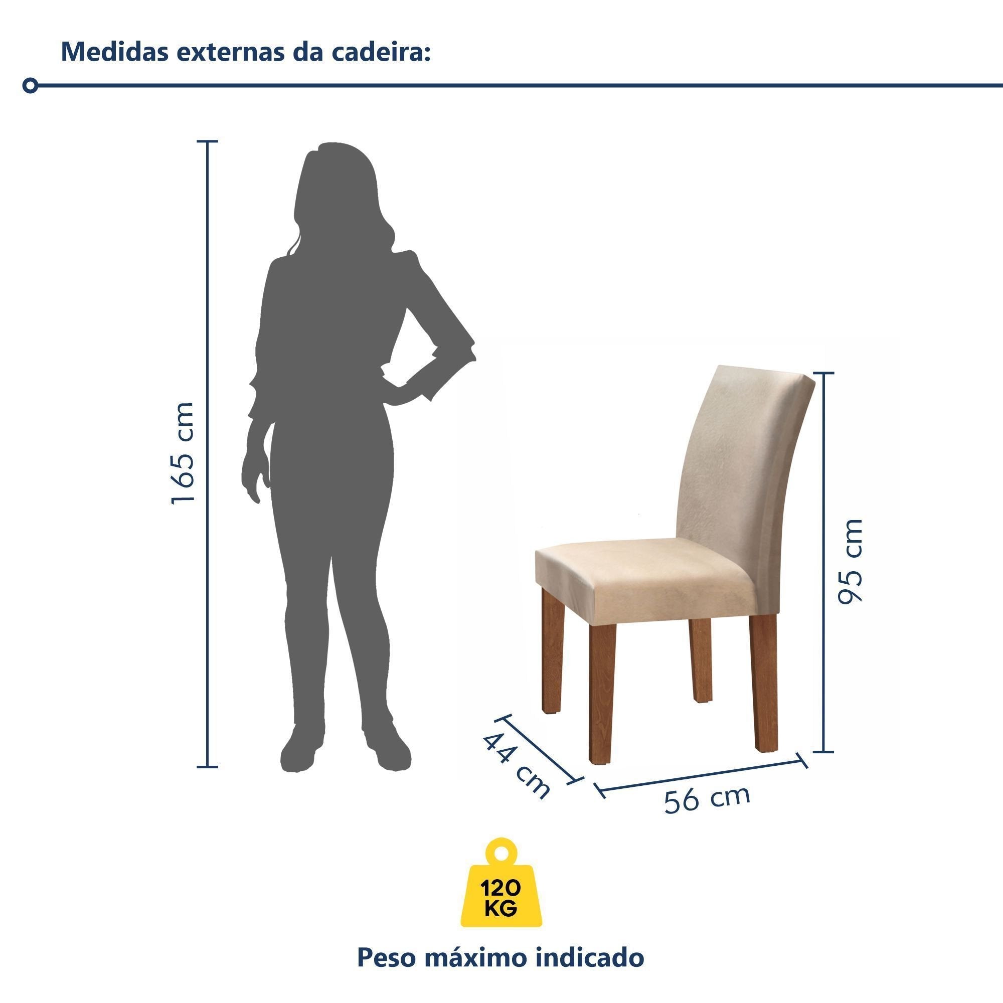 Conjunto Sala de Jantar Mesa Retangular Tampo Vidro/MDF com 6 Cadeiras Espanha Yescasa