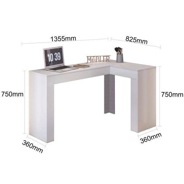 Escrivaninha Mesa Escritório Penteadeira em L Porta Objetos Jade 135,5cm Belaflex