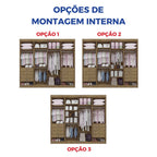 Guarda-Roupa Casal 8 Portas Império D Doro 100% MDF Cinamomo/Off White