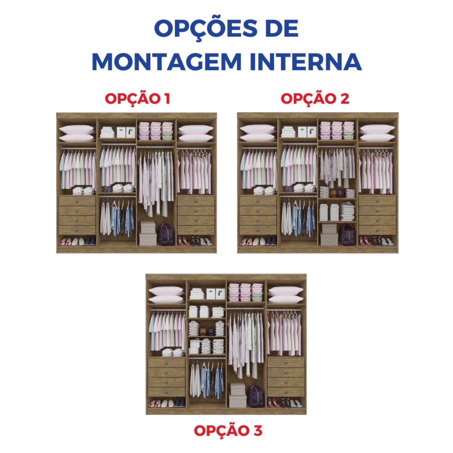 Guarda-Roupa Casal 8 Portas 8 Gavetas Império D Doro 100% MDF Cinamomo/Off White