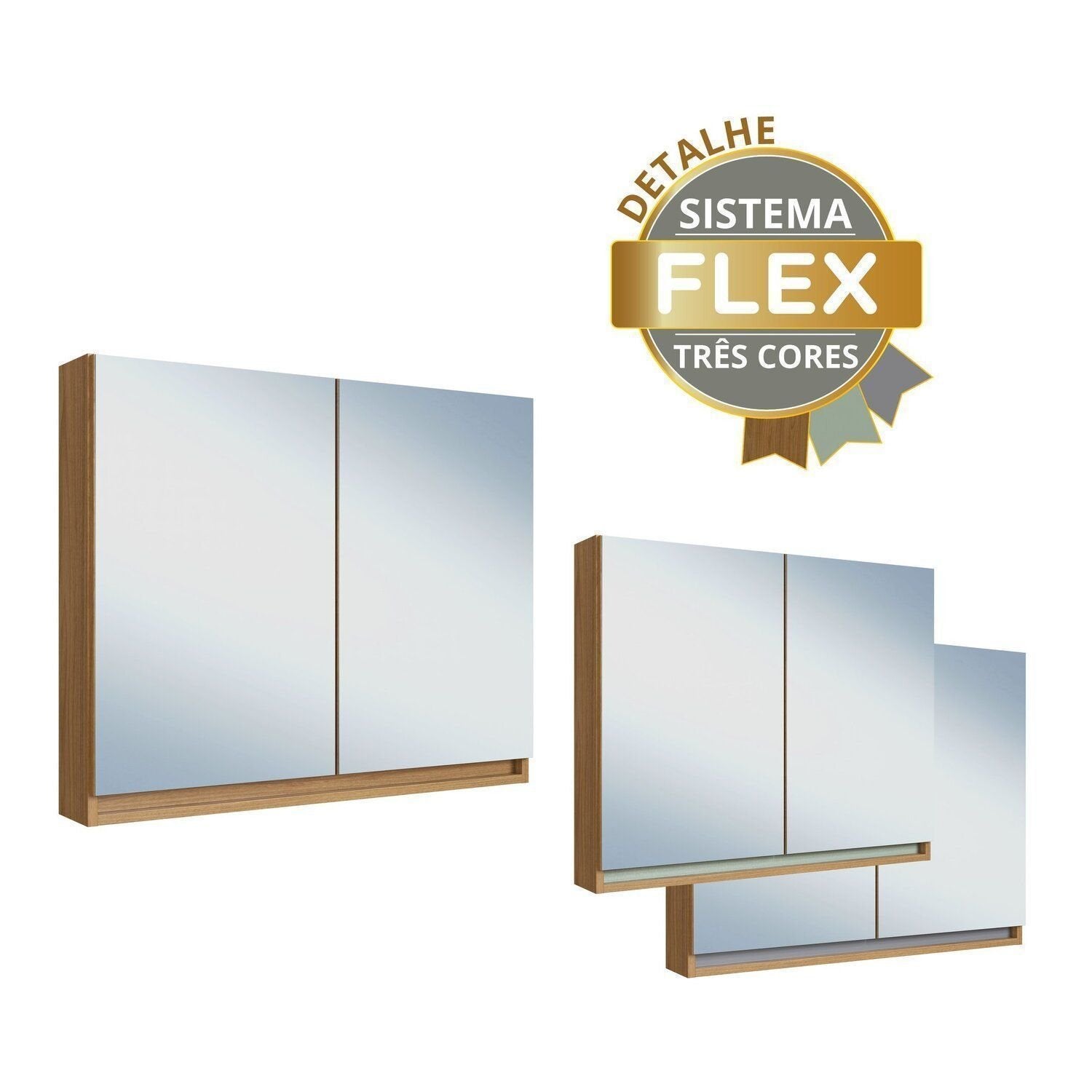 Armário Espelheira para Banheiro Lívia Yescasa 2 Portas 80cm Marrom/Freijo/Moscatel/Urbi