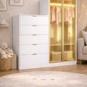 Cômoda Infantil 5 Gavetas 2 Portas com Iluminação LED Reflecta Cecília Móveis Sul Branco