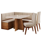 Conjunto Canto Alemão com Baú Mesa 120x77,8cm Tampo Vidro e 2 Cadeiras Milão Viero