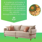 Sofá Living Canela 4 Lugares 265 cm Linho Lufer Estofados